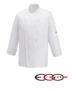 Giacca cuoco White Ice Ego Chef 100% microfibbra. Doppio petto e chiusura con bottoni a funghetto.